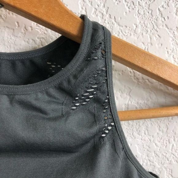 aerie Seamless Chill High Neck Gray Racer Bralette - Picture 3 of 6